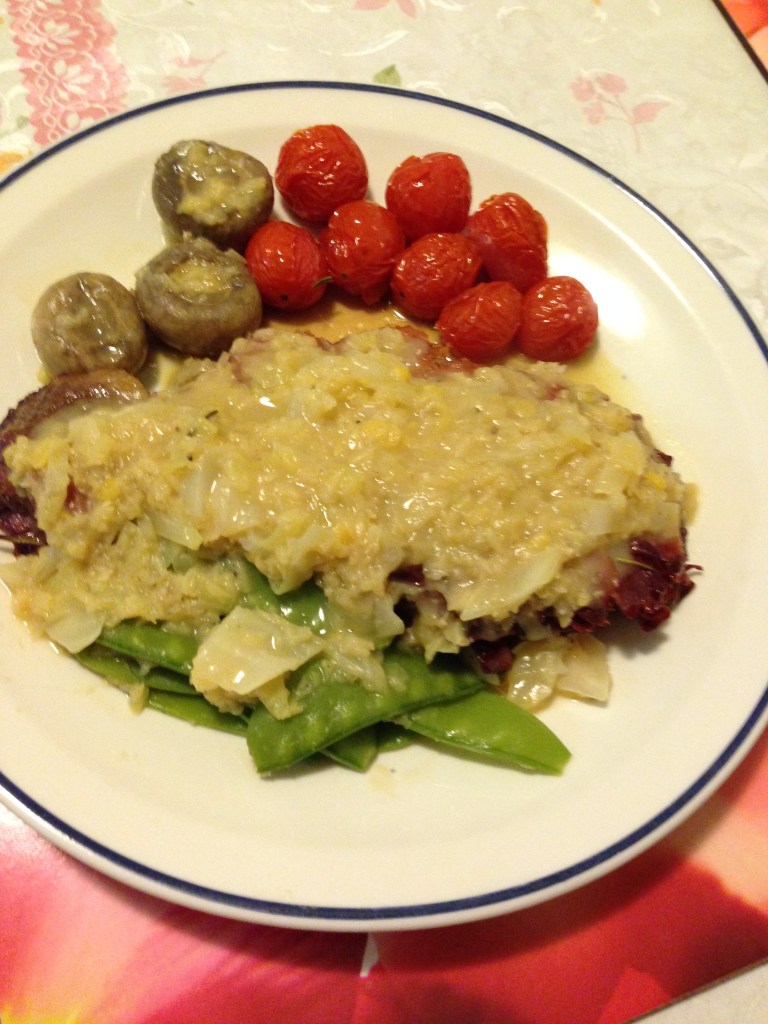 rump, lentil cabbage, snowpea w cheeries tomatoes