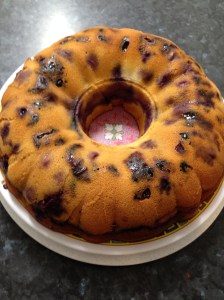 Blueberries and cranberries sour cream cake