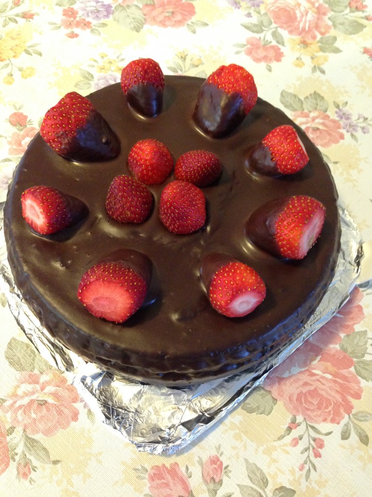 Strawberries chocolate cake