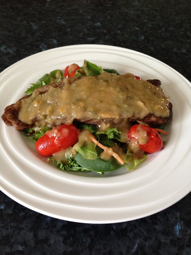 rump steak on a bed of salads with figs, nectarines and herbs sauce.jpg