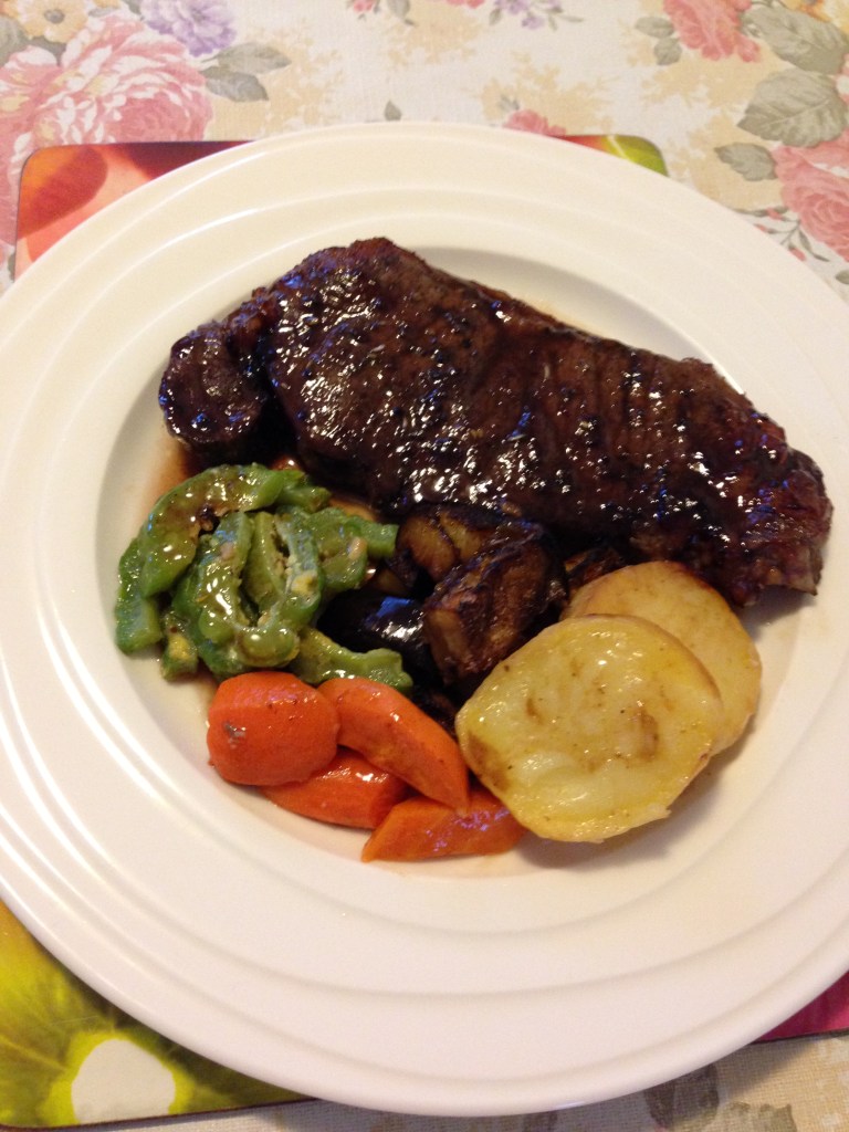 rump steak bittergourd and roasted vegs.jpg