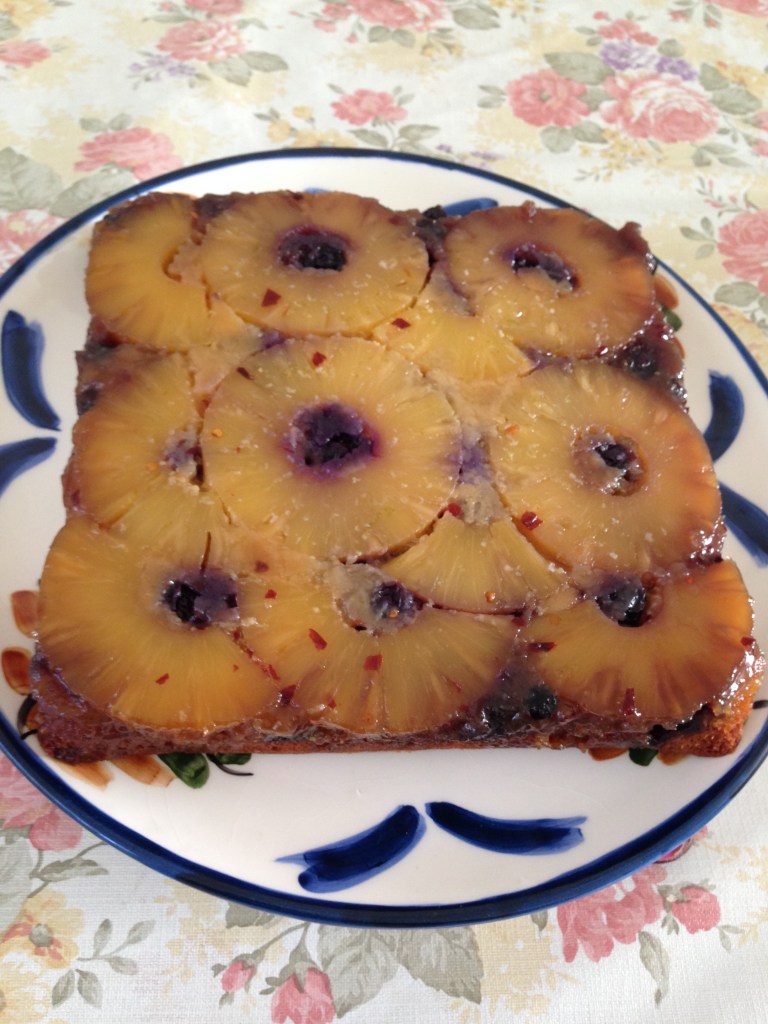 Blueberries pineapples chili upside down cake.jpg