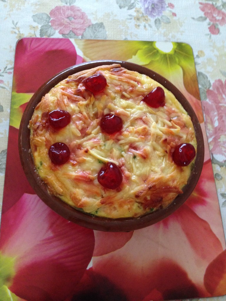Baked ham, smoked salmon with glazed cherries.jpg
