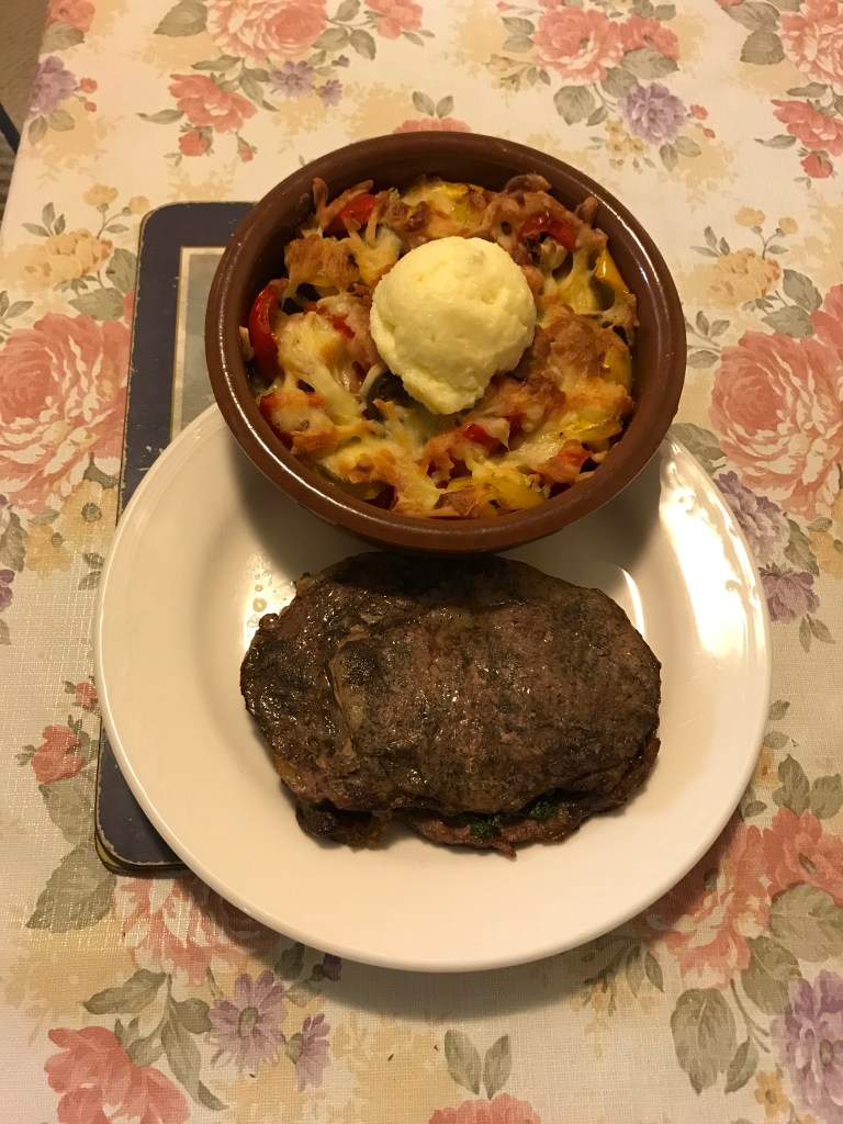 Baked veg w mashed potato and stuffed kale Scotch fillet.JPG