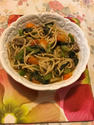 Beef eye and vegetables spaghetti in stock pot sauce.JPG