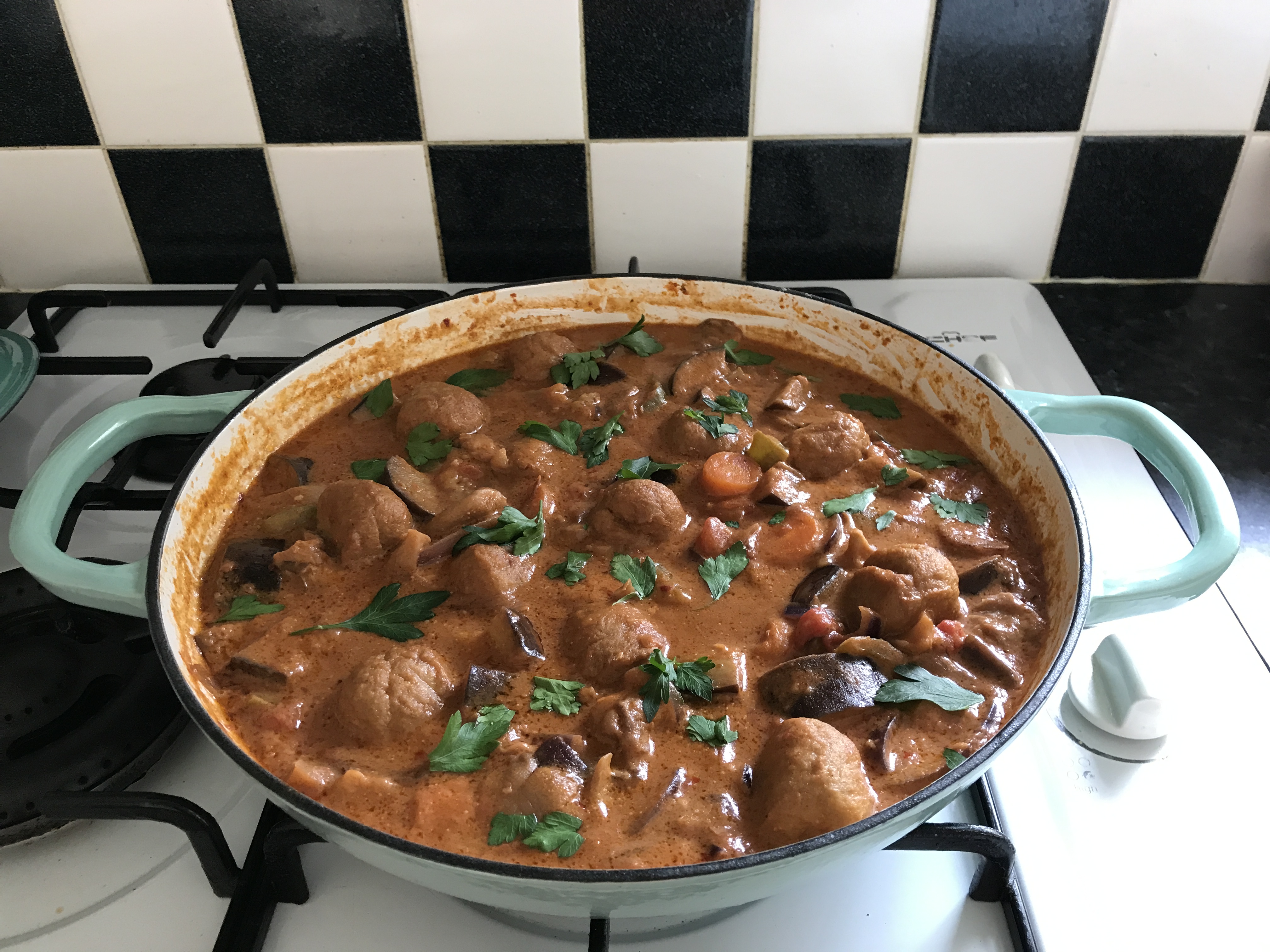 Chicken kofta masala and vegetables curry