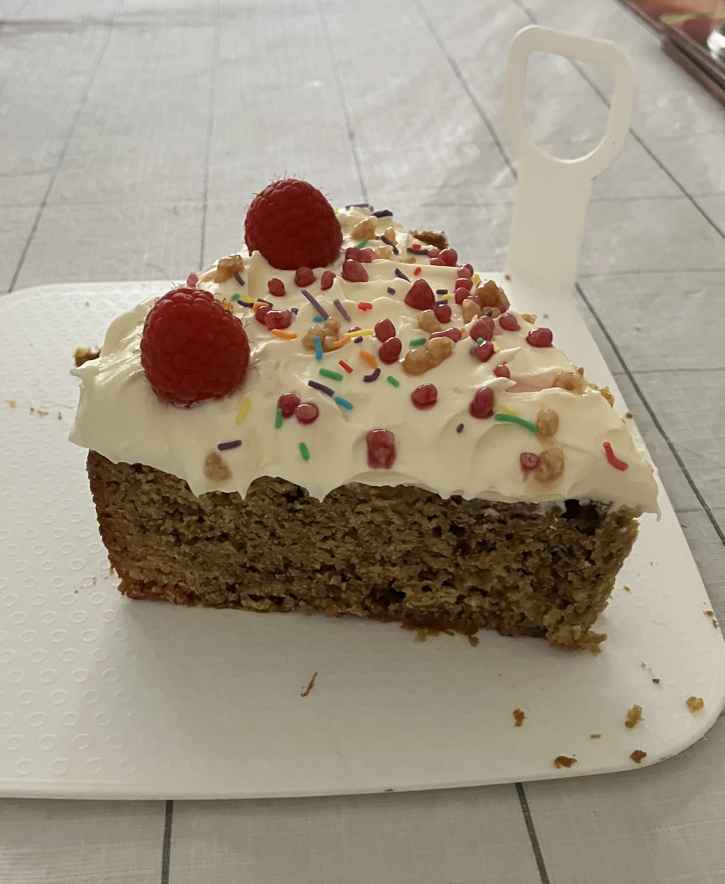 Matcha cake with cream cheese frosting raspberries salted caramel and ...